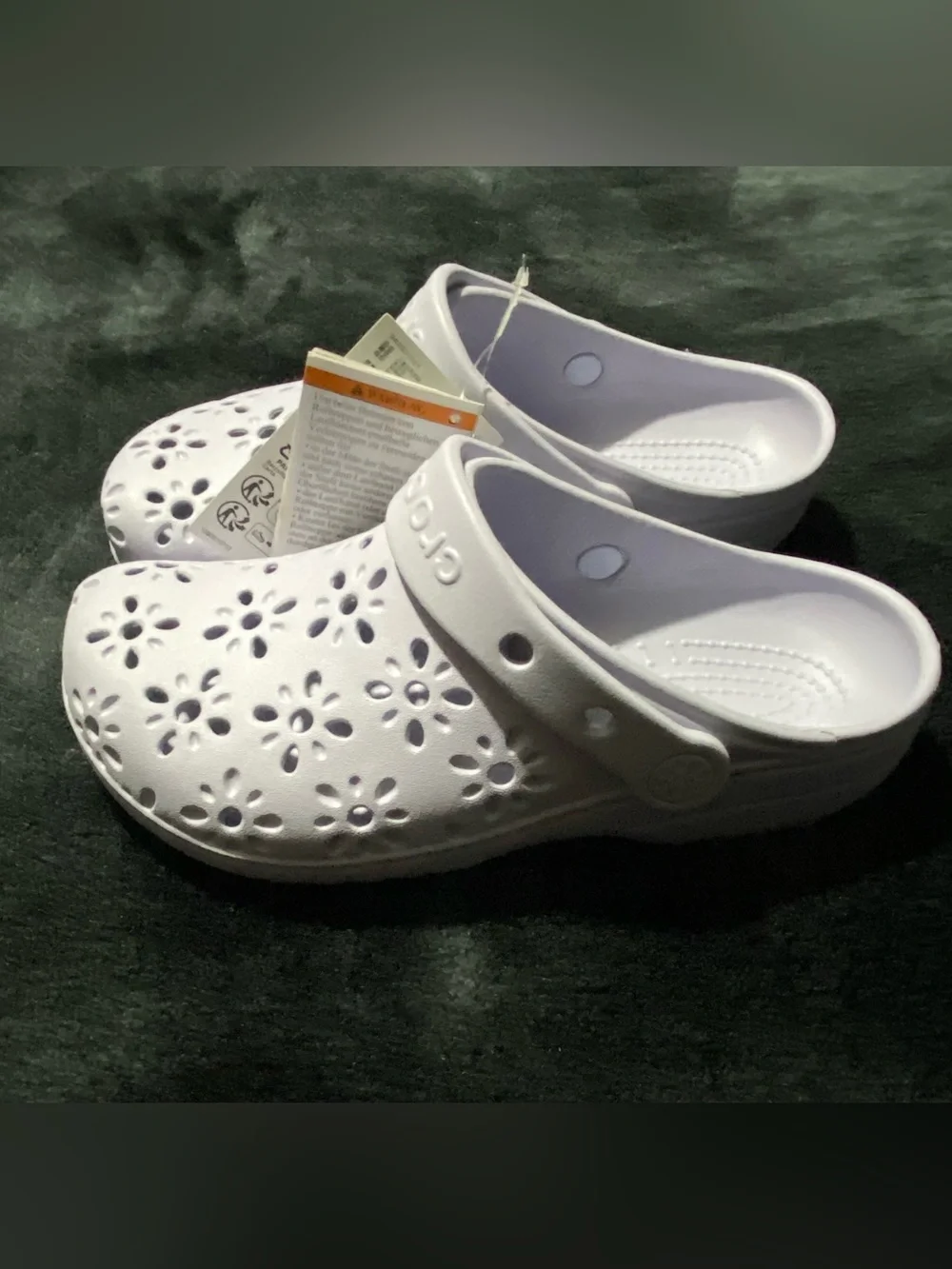 CROCS Kids Floral Cutout Clogs in Light Lavender